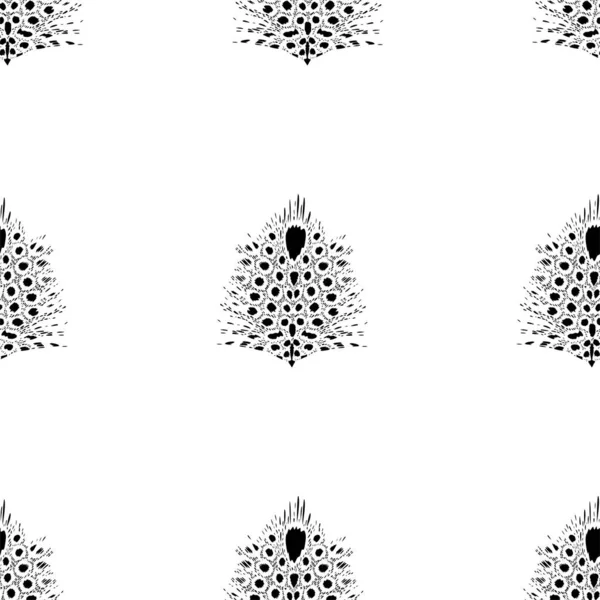 Seamless Pattern Black White Feather Abstract Illustration — Stock Photo, Image