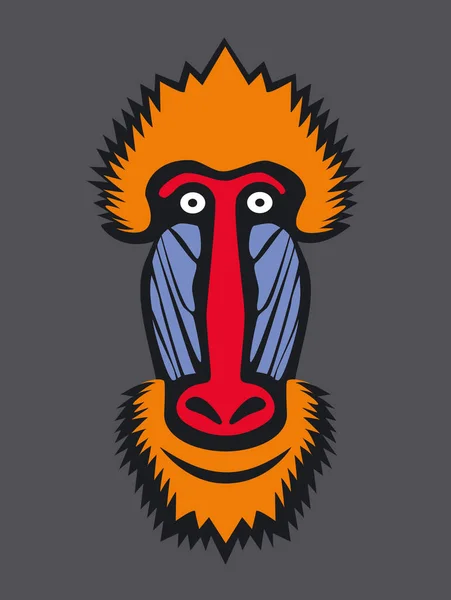 Engraçado Colorido Ilustração Mandrill Fundo Cinza — Fotografia de Stock