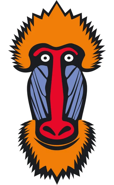 Engraçado Colorido Ilustração Mandrill Fundo Branco — Fotografia de Stock