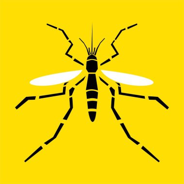 Sarı arka planda basit bir sivrisinek çizimi