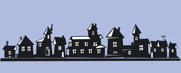 Illustration Einer Stadt Mit Wohnhäusern — Stockfoto