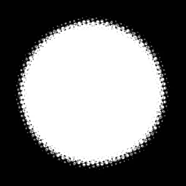 black and white circle frame. abstract background with round particles.