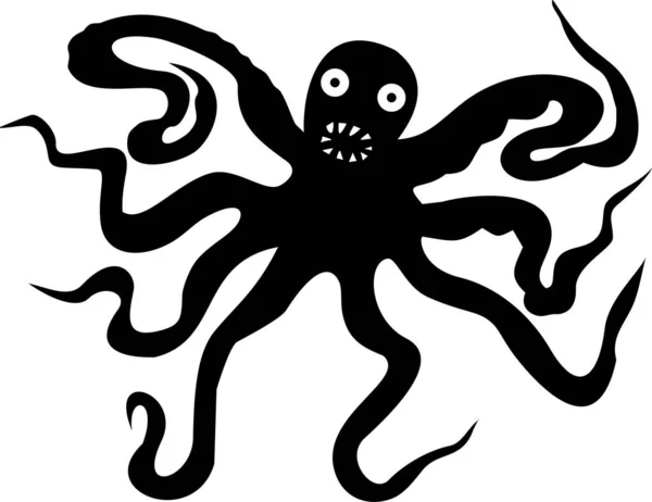 黑色章鱼图解很简单 — 图库照片