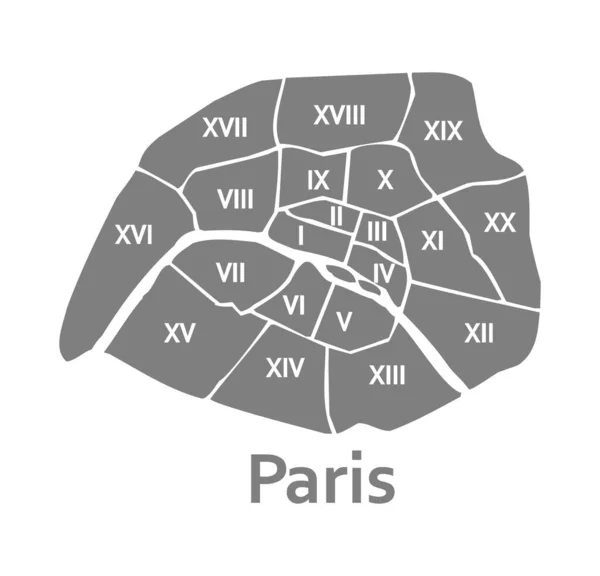 Διοικητικός Χάρτης Παρισιού Περιφέρειες — Φωτογραφία Αρχείου