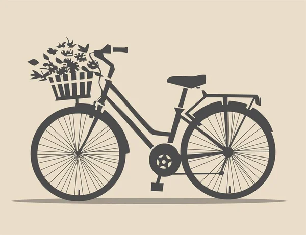 Bicicletta Classica Con Fiori Nel Cestino — Foto Stock