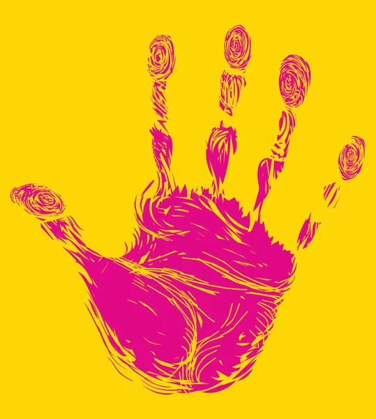 Impressão Mão Sobre Fundo Amarelo — Fotografia de Stock