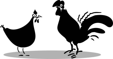 Komik tavuk ve horoz çizimi