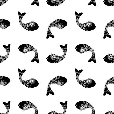 Balıklarla soyut ve pürüzsüz desen