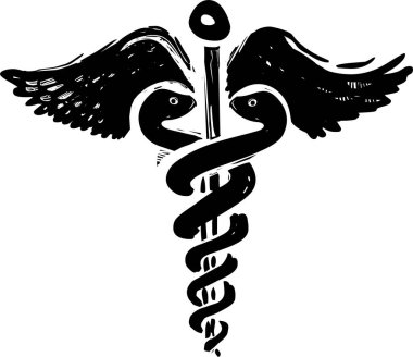 Caduceus resim imzalar. beyaz arkaplanda siyah simge 