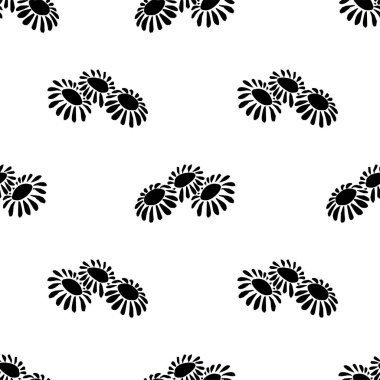 Siyah ve beyaz çiçekli kusursuz desen