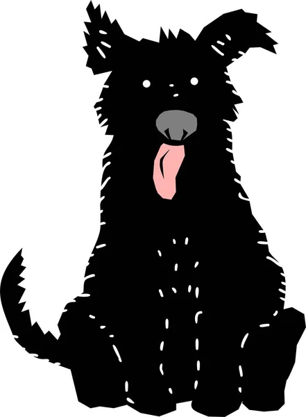 Rolig Svart Hund Illustration — Stockfoto