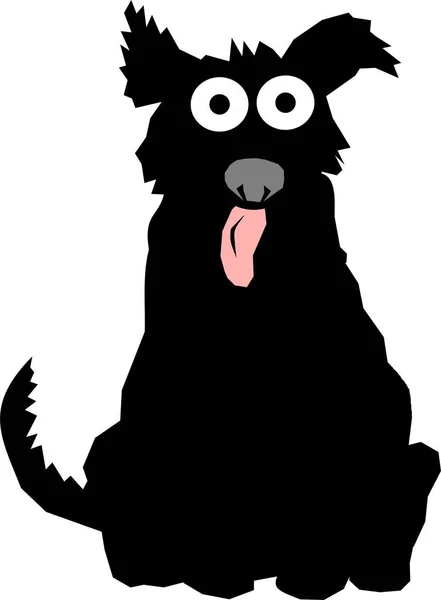 Grappige Zwarte Hond Illustratie — Stockfoto