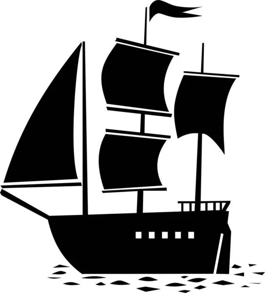 Black White Illustration Ship — Stock Photo, Image