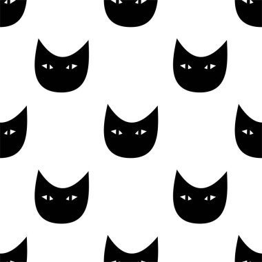 Komik kedi suratlı kusursuz desen