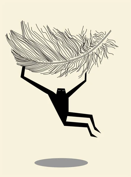 Hand Drawn Design Element Man Flying Feather — Stock Photo, Image