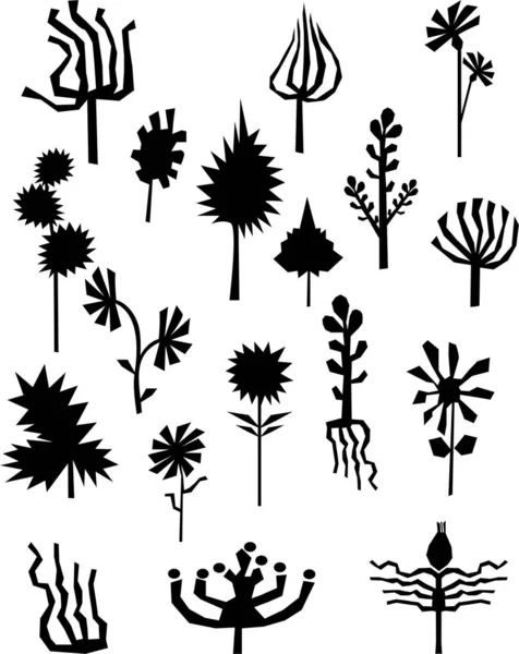 Στοιχεία Σχεδιασμού Ζωγραφισμένα Στο Χέρι Δέντρα Και Κλαδιά Δέντρων — Φωτογραφία Αρχείου