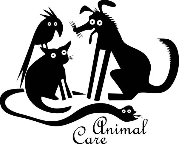 Komik Hayvanlar Hayvan Bakımı Işareti — Stok fotoğraf