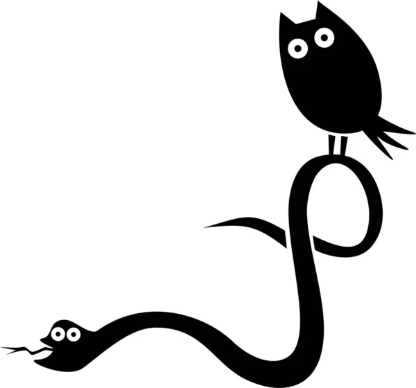 有趣的猫头鹰和蛇的轮廓 — 图库照片
