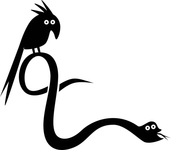 有趣的鹦鹉和蛇的图解 — 图库照片