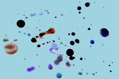 Soyut suluboya boya mavi arkaplana sıçrar