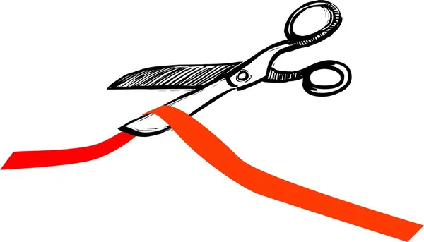Nożyczki Przeciąć Czerwoną Wstążkę Ilustracji — Zdjęcie stockowe
