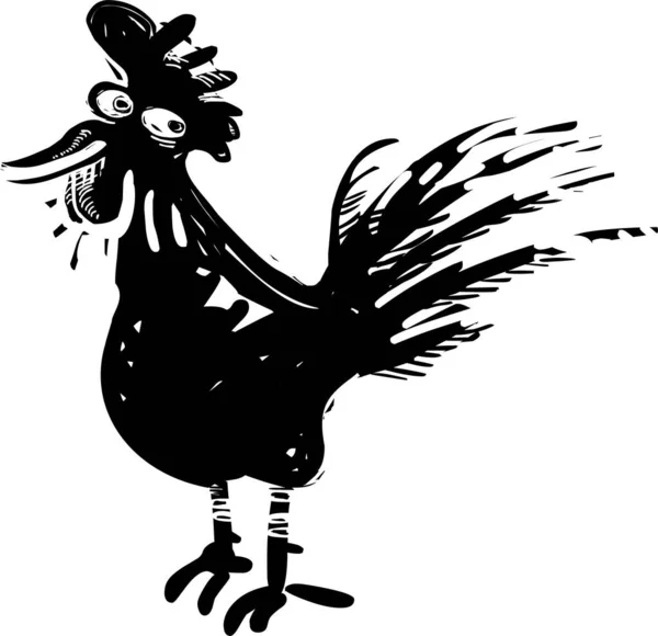 Funny Rooster Illustration White —  Fotos de Stock