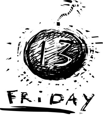 Beyaz arkaplanda 13. Cuma simgesi