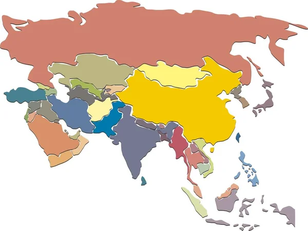 Kolorowe Azja Mapa Prosta Ilustracja — Zdjęcie stockowe