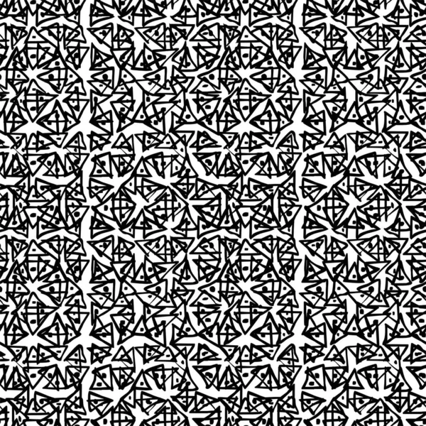 Senza Cuciture Bianco Nero Disegnato Mano Con Triangoli Modello — Foto Stock