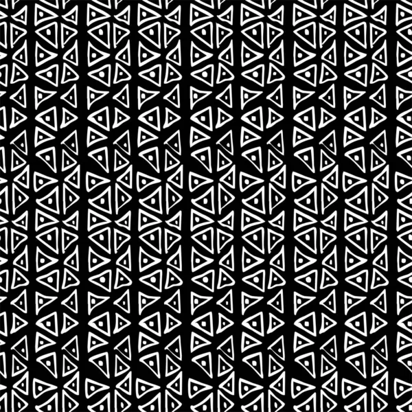Bezešvé Černé Bílé Ručně Kreslené Vzorem Trojúhelníky — Stock fotografie