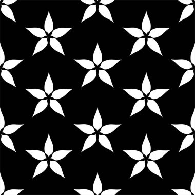 Siyah ve beyaz çiçekli kusursuz desen