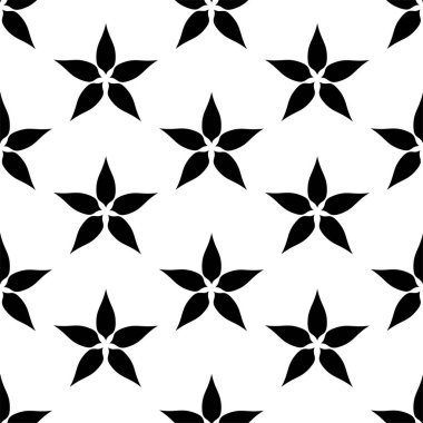 Siyah ve beyaz çiçekli kusursuz desen