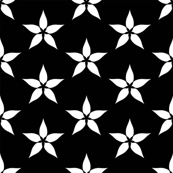 Patrón Sin Costuras Con Flores Blanco Negro —  Fotos de Stock