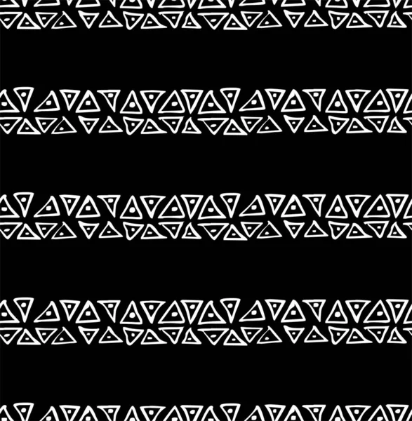 Mano Blanca Negra Sin Costuras Dibujada Con Triángulos Patrón — Foto de Stock