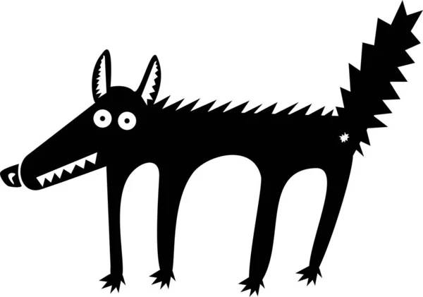 Funny Black Wolf Cartoon Illustration — Stock Photo, Image