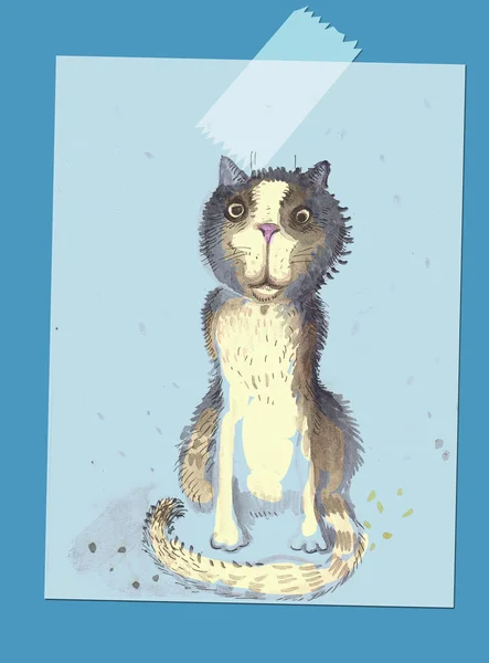 かわいい猫とグリーティングカード — ストック写真