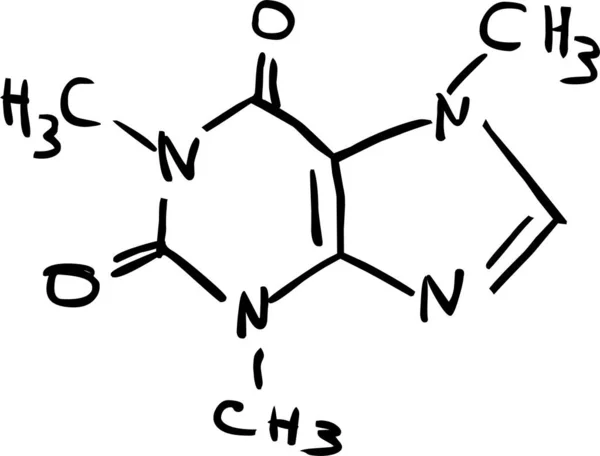 Moleculaire Structuur Van Cafeïne Witte Achtergrond — Stockfoto