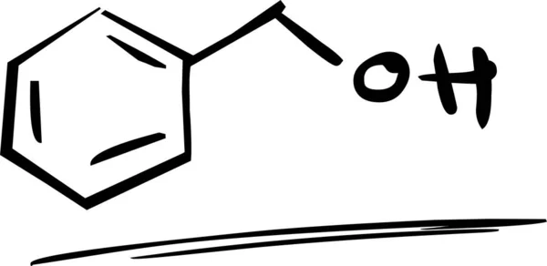 Molekulární Struktura Benzylalkoholu Bílém Pozadí — Stock fotografie