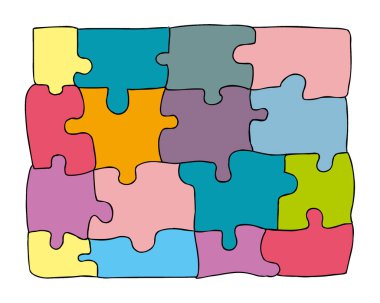 Renkli yapboz parçaları resimleme