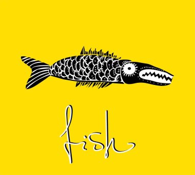 Komik karikatür balık çizimi