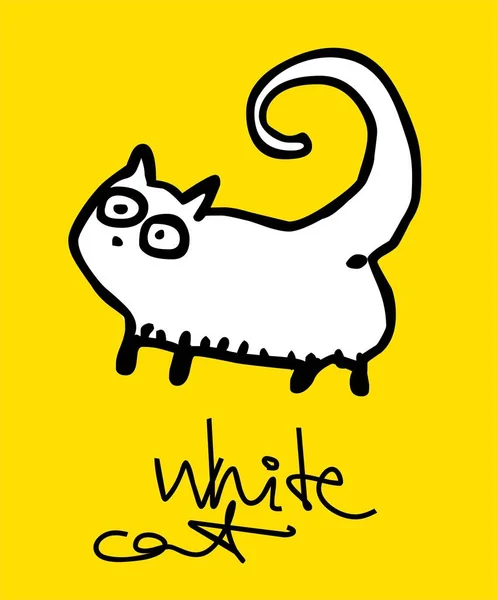 Illustrazione Cartone Animato Carino Gatto Bianco — Foto Stock