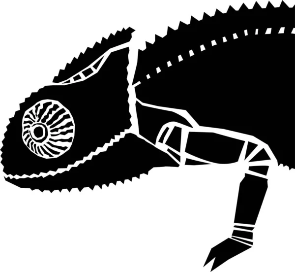 Chameleon Černá Ilustrace Zblízka — Stock fotografie