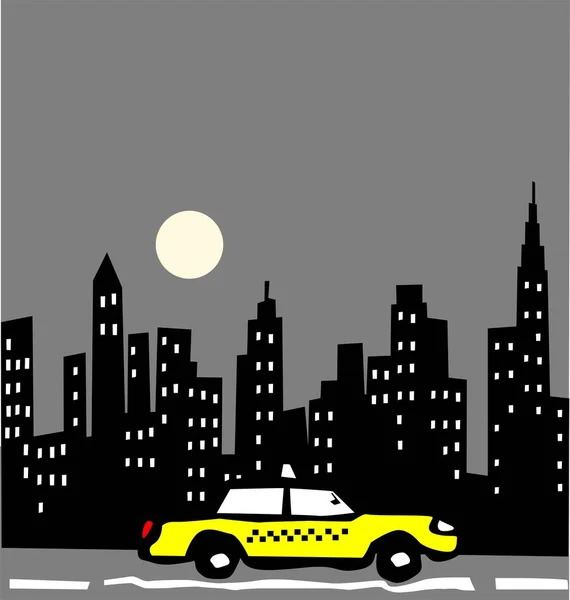 Gele Taxi Stad Illustratie — Stockfoto