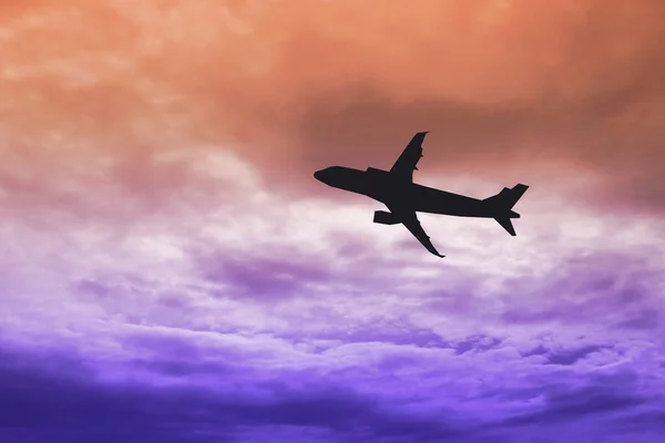 Passenger Airplane Silhouette Clouds — Stock Photo, Image