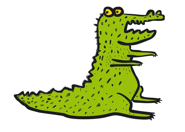 Vrije Hand Getrokken Cartoon Krokodil — Stockfoto
