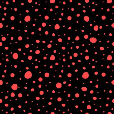 Siyah zemin üzerinde kırmızı daireler olan soyut, pürüzsüz desen