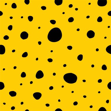 Sarı zemin üzerinde siyah daireler olan soyut, pürüzsüz bir desen.