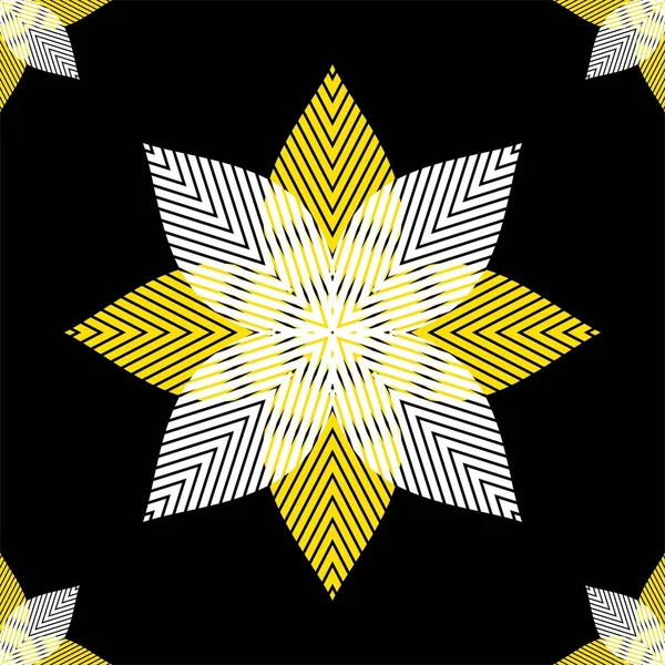 Siyah Arka Planda Sarı Çiçekli Pürüzsüz Desen — Stok fotoğraf