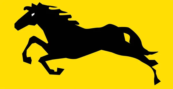 Cavallo Nero Sfondo Giallo — Foto Stock