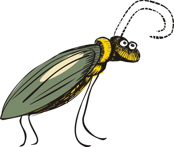 Komik Yeşil Çizgi Film Böcek Çizimi — Stok fotoğraf